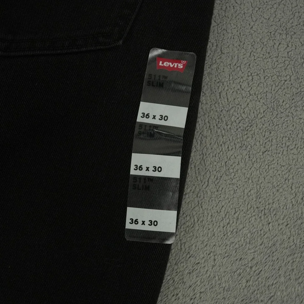 Levi's 511 Jeans Mens 36x30 Black Slim Fit Stretch‎ Denim Classic Casual Grunge